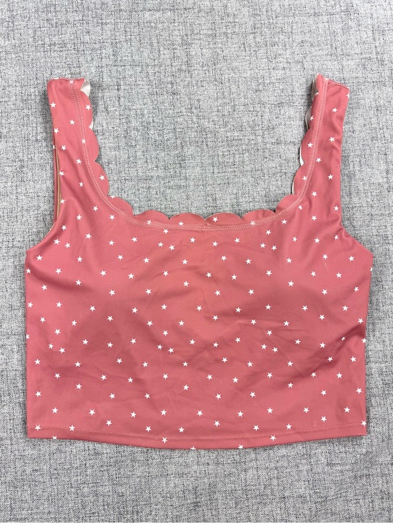 Kortni Jeane Other - Kortni Jeane scallop top Pink white‎ Stars tankini swim G